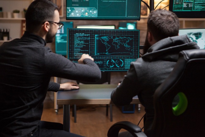 Two ethical hackers perform a security assessment.