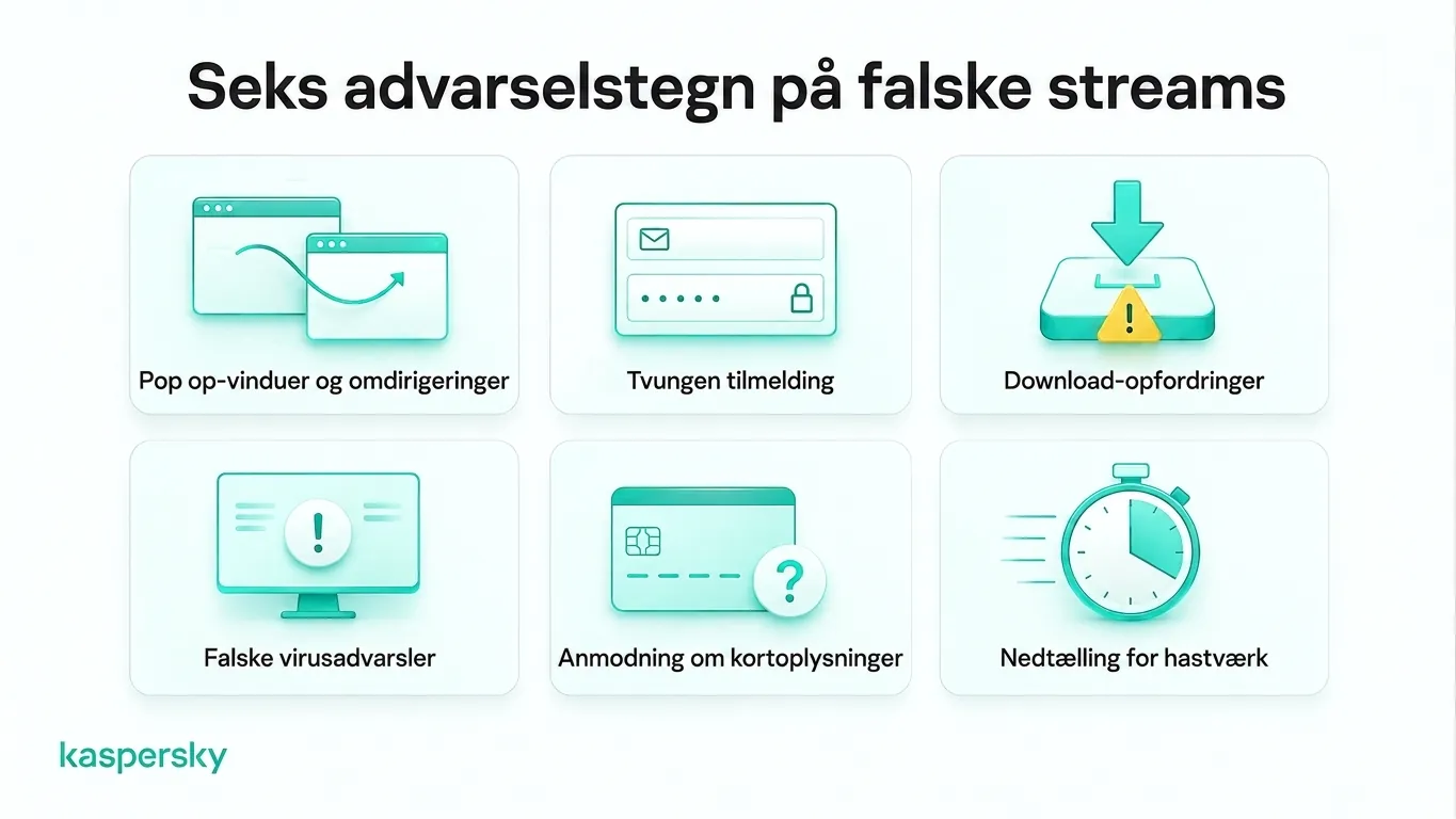 Seks advarselstegn på falske VM‑streaming‑sider