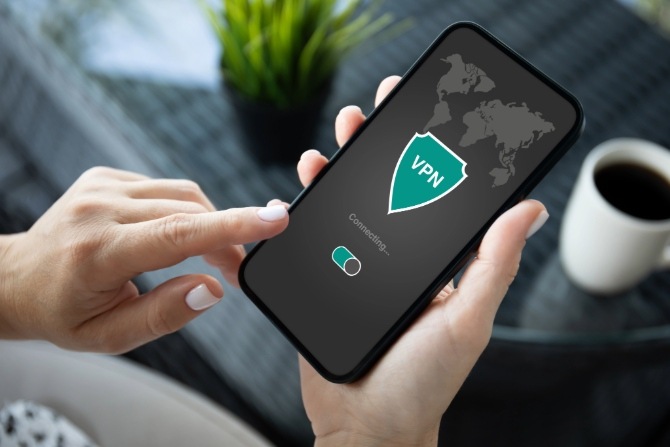 Personal VPN (Virtual Private Network) settings on a screen smartphone closeup