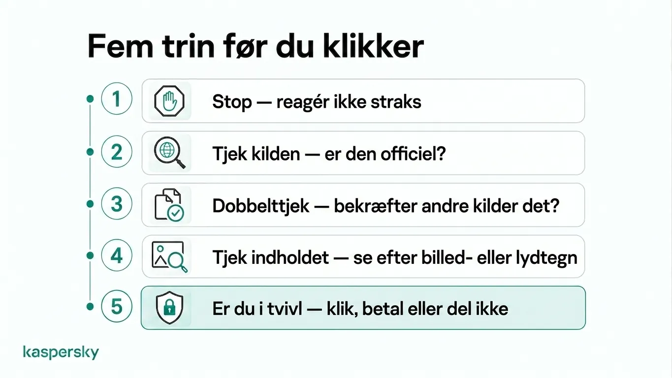 Fem‑trins tjekliste til verifikation af mistænkeligt indhold før klik