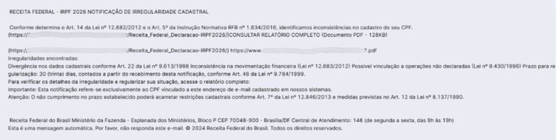 Exemplo de notificação fraudulenta. Divulgação: Kaspersky