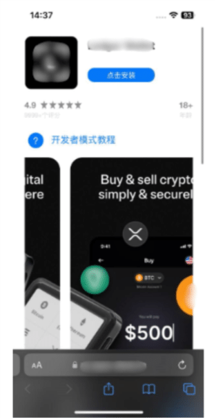 P&aacute;gina da Web que imita um convite para baixar uma carteira digital