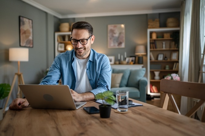 A man working in a home office