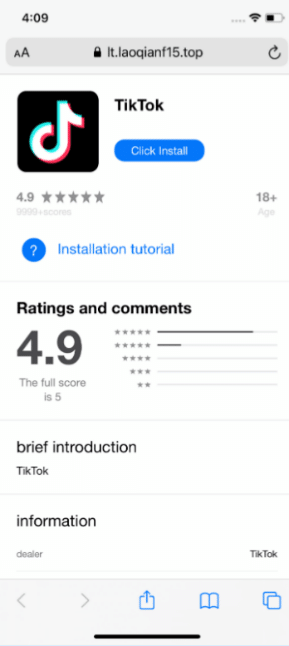 A web page mimicking AppStore