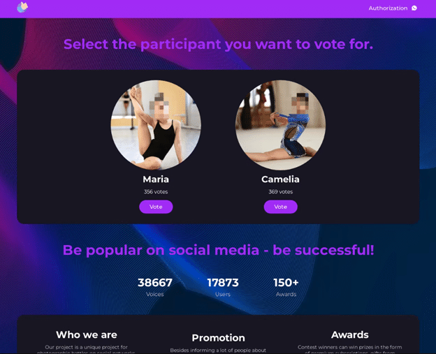 Fake voting page