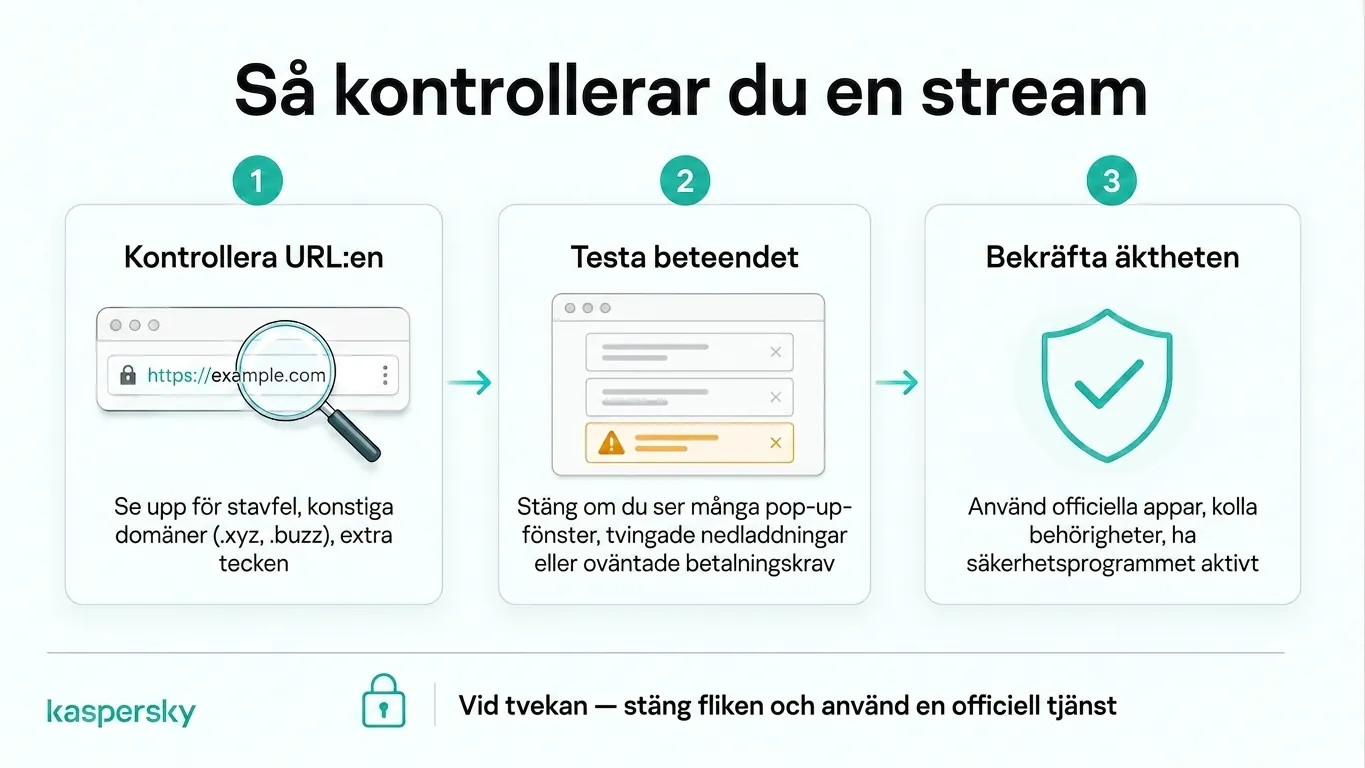 Hur verifierar du en streaming‑webbplats för VM innan du börjar titta