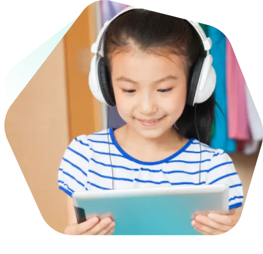 Young girl on laptop with Kaspersky website filters active