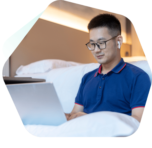 Young man managing his devices easily with Kaspersky