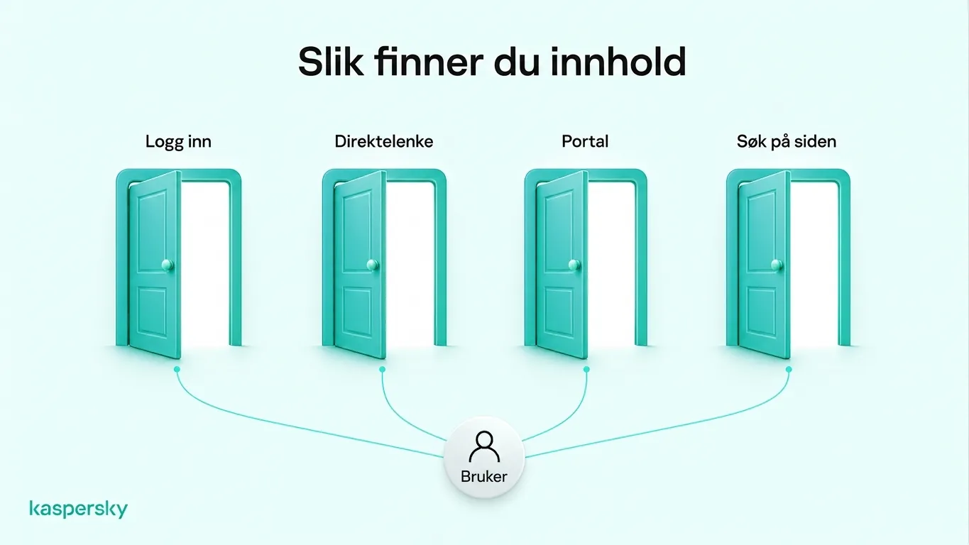 Fire måter å få tilgang til innhold i dypnettet: logge inn, bruke direkte lenker, åpne private portaler og søke i databaser