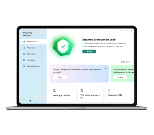Defesa completa contra ameaças cibernéticas com Kaspersky Premium