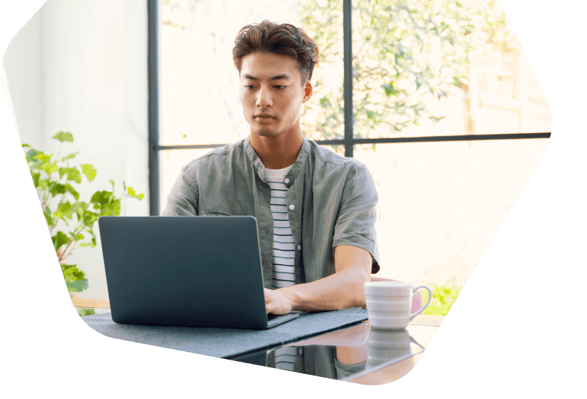 Young man working on his laptop