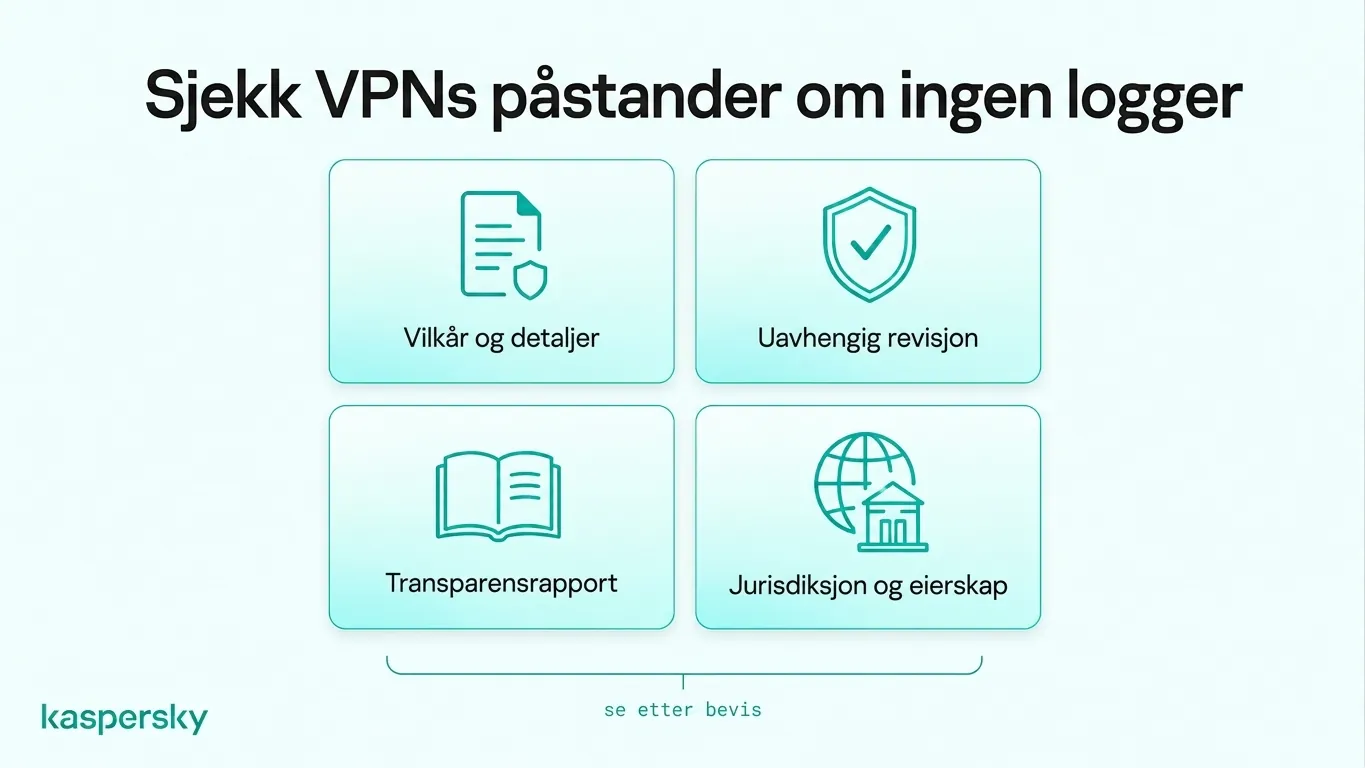Sjekkliste for å verifisere VPN‑no‑logs‑påstander via personvernregler, uavhengige revisjoner, åpenhetsrapporter og leverandørens jurisdiksjon