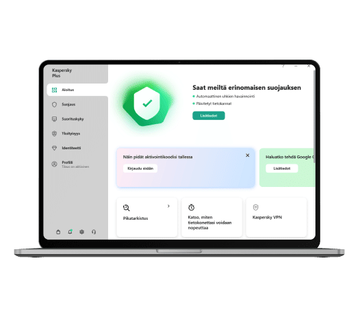 Virus protection against cyberthreats with Kaspersky Plus 