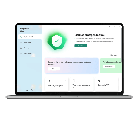 Proteção de vírus contra ameaças cibernéticas com Kaspersky Plus