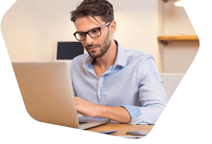 Businessman on laptop working