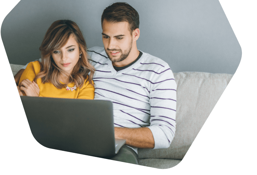couple watching at the laptop together